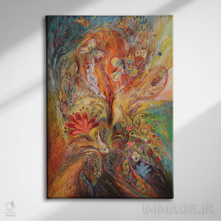 تابلو انتزاعی پروژه ی زودیاک: حمل، ثور، جوزا اثر النا کوتلیارکر - نمای روبهرو روی دیوار