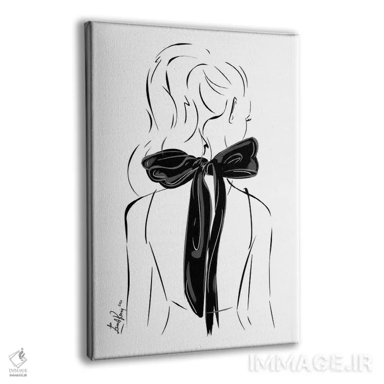 تابلو مینیمال پاپیون مشکی اثر اما کنی - نمای پرسپکتیو محصول