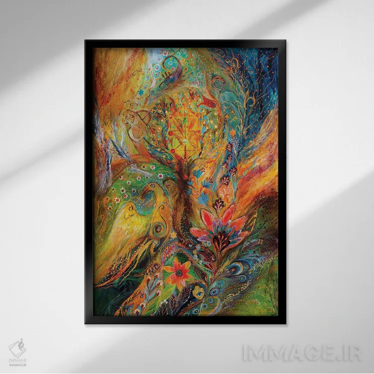 تابلو انتزاعی پروژه ی زودیاک: میزان، عقرب، قوس اثر النا کوتلیارکر - نمای قابدار مشکی