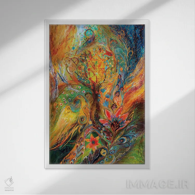 تابلو انتزاعی پروژه ی زودیاک: میزان، عقرب، قوس اثر النا کوتلیارکر - نمای قابدار سفید