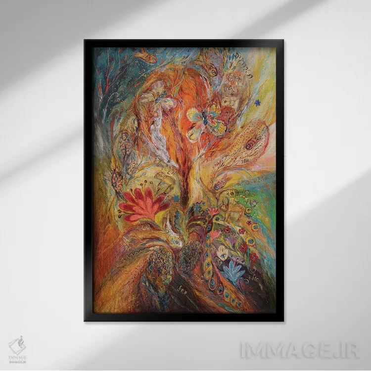 تابلو انتزاعی پروژه ی زودیاک: حمل، ثور، جوزا اثر النا کوتلیارکر - نمای قابدار مشکی