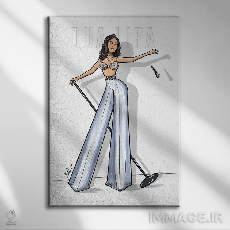تابلو دکوراتیو Mic Drop,دوا لیپا، میک دراپ اثر اما کنی - نمای روبهرو روی دیوار