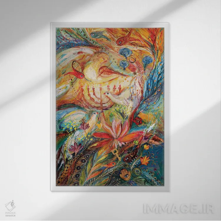 تابلو انتزاعی فرشتگان بر بزم عروسی: تریپتیک بخش راست اثر النا کوتلیارکر - نمای قابدار سفید