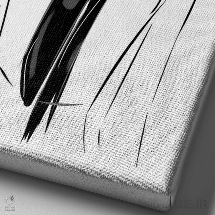 تابلو مینیمال پاپیون مشکی اثر اما کنی - نمای نزدیک بافت بوم