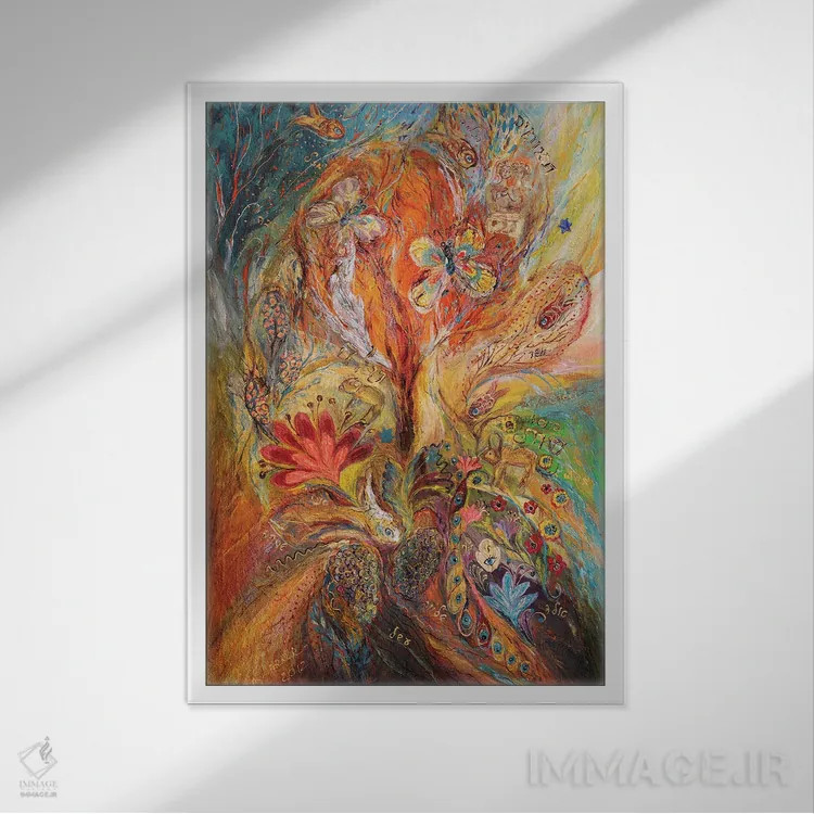 تابلو انتزاعی پروژه ی زودیاک: حمل، ثور، جوزا اثر النا کوتلیارکر - نمای قابدار سفید