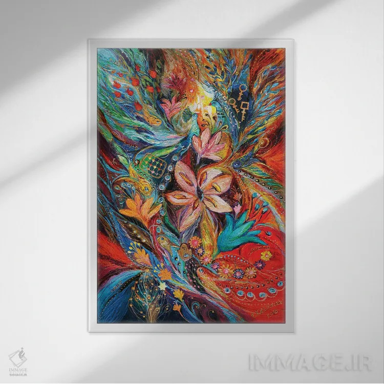 تابلو انتزاعی شور شکوفایی اثر النا کوتلیارکر - نمای قابدار سفید
