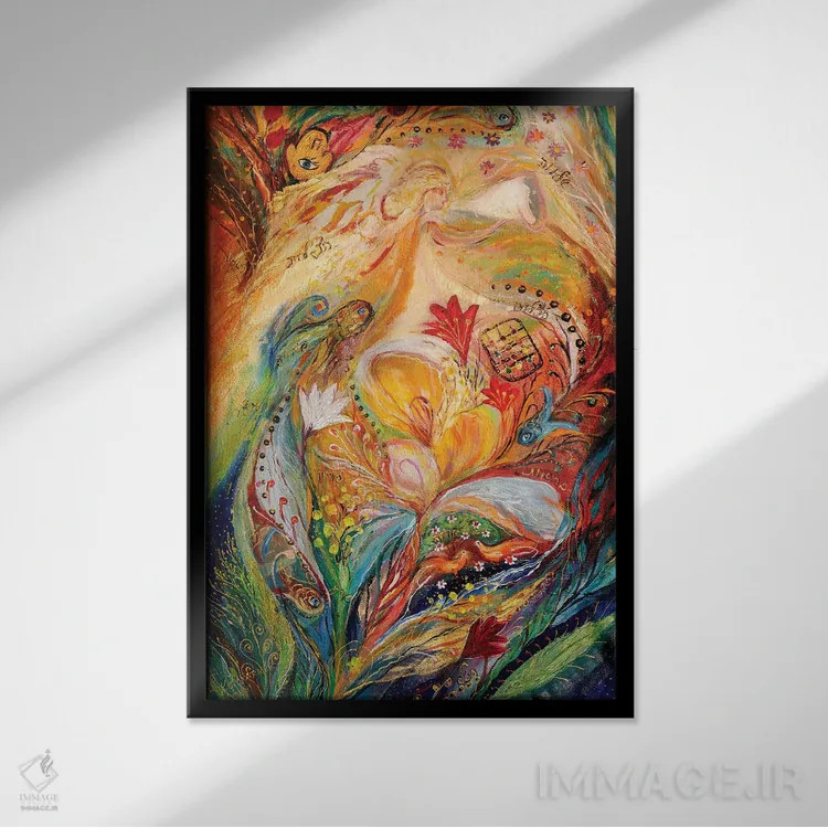 تابلو انتزاعی فرشتگان بر بزم عروسی: تریپتیک بخش چپ اثر النا کوتلیارکر - نمای قابدار مشکی