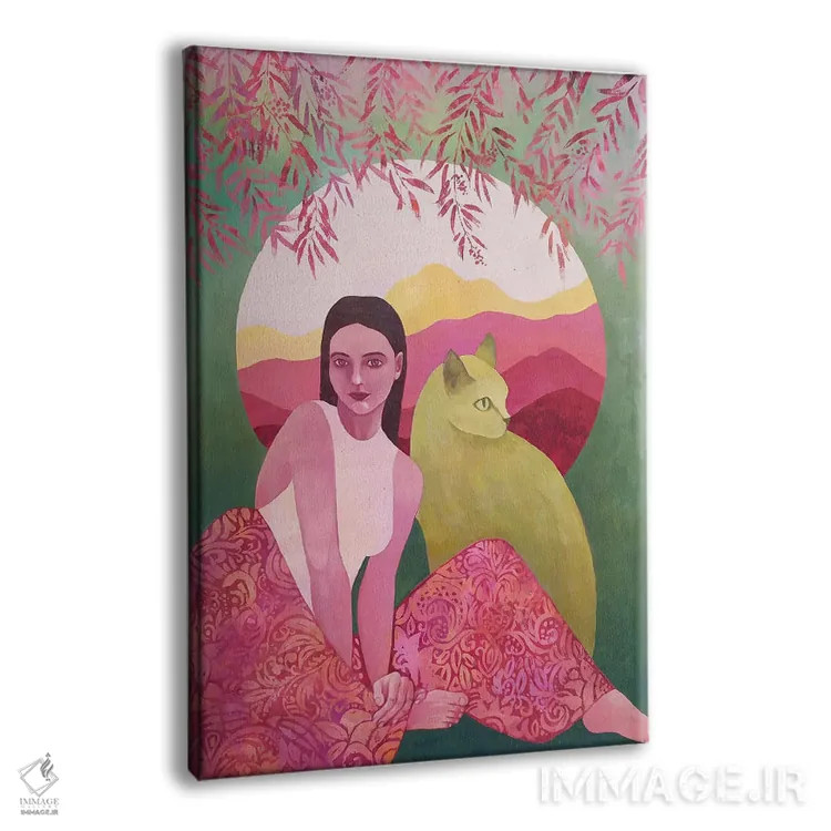 تابلو دکوراتیو دختر و گربه اثر اکاترینا پریسیچ - نمای پرسپکتیو محصول