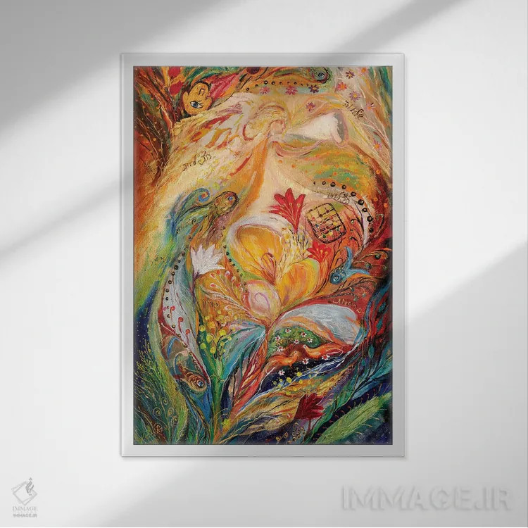 تابلو انتزاعی فرشتگان بر بزم عروسی: تریپتیک بخش چپ اثر النا کوتلیارکر - نمای قابدار سفید