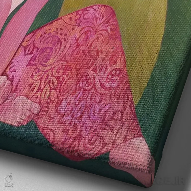 تابلو دکوراتیو دختر و گربه اثر اکاترینا پریسیچ - نمای نزدیک بافت بوم