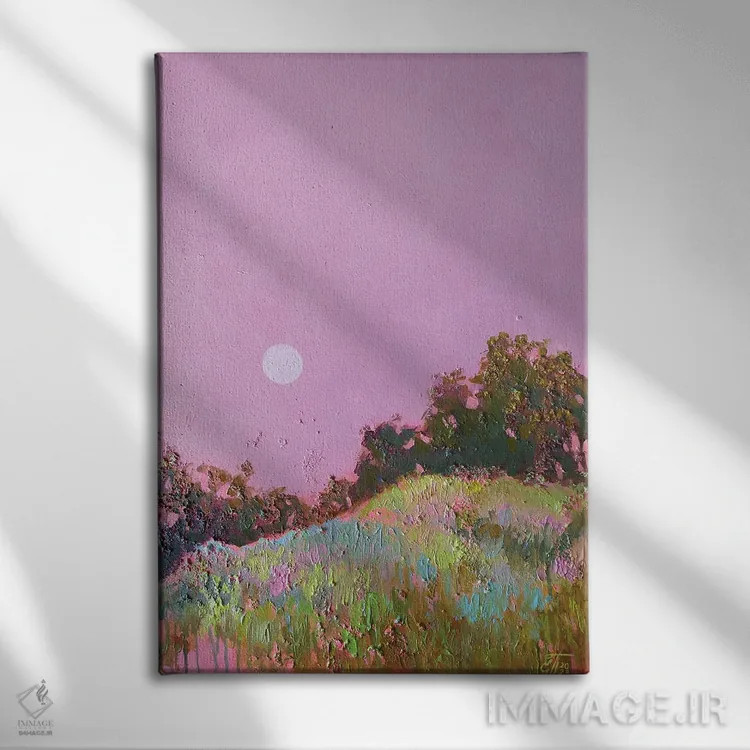 تابلو دکوراتیو منظره صورتی اثر اکاترینا پریسیچ - نمای روبهرو روی دیوار