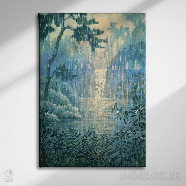 تابلو دکوراتیو آبشار ماه اثر اکاترینا پریسیچ - نمای روبهرو روی دیوار