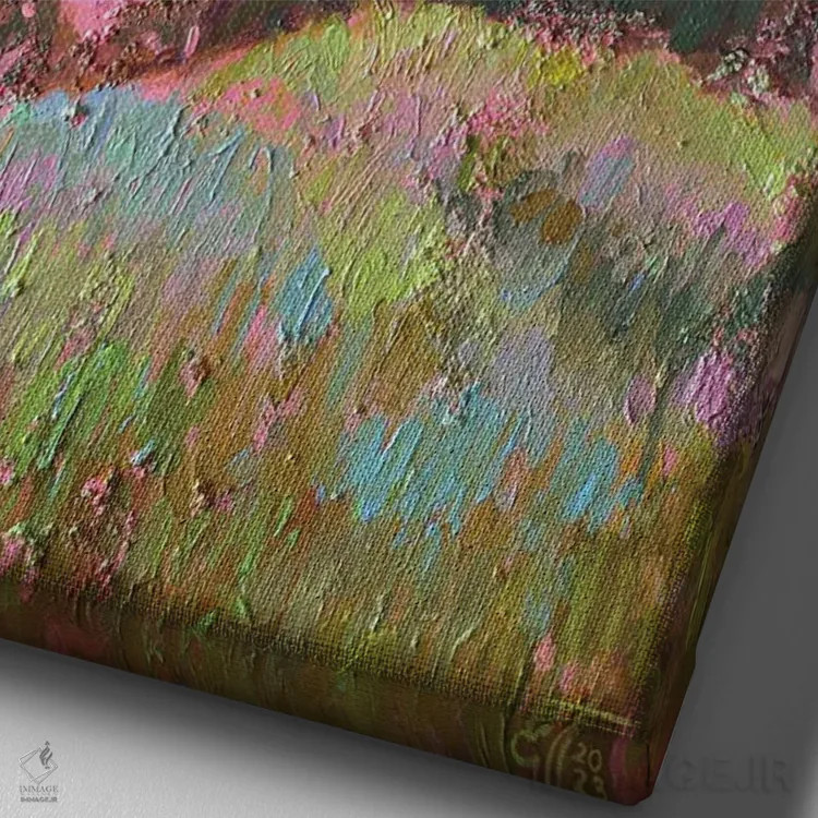 تابلو دکوراتیو منظره صورتی اثر اکاترینا پریسیچ - نمای نزدیک بافت بوم