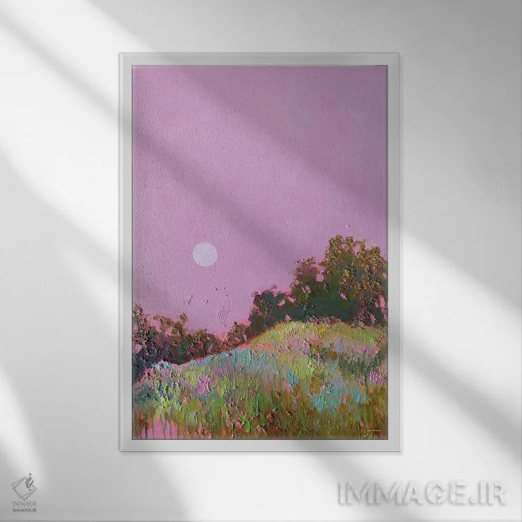 تابلو دکوراتیو منظره صورتی اثر اکاترینا پریسیچ - نمای قابدار سفید