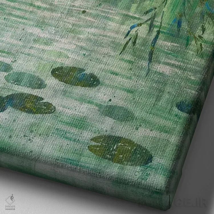 تابلو دکوراتیو حوضچه بید مه آلود اثر اکاترینا پریسیچ - نمای نزدیک بافت بوم