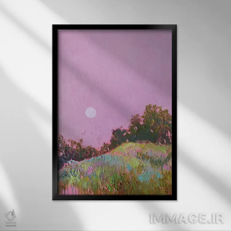 تابلو دکوراتیو منظره صورتی اثر اکاترینا پریسیچ - نمای قابدار مشکی