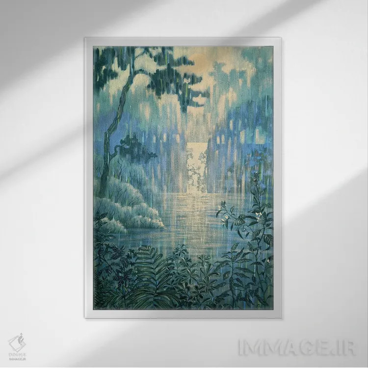 تابلو دکوراتیو آبشار ماه اثر اکاترینا پریسیچ - نمای قابدار سفید