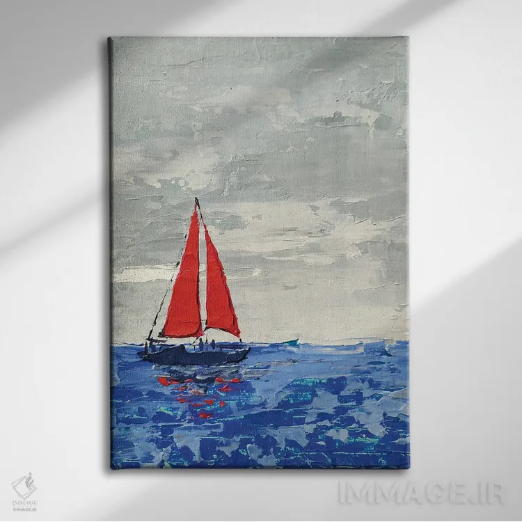 تابلو دکوراتیو بادبان های قرمز اثر اکاترینا پریسیچ - نمای روبهرو روی دیوار