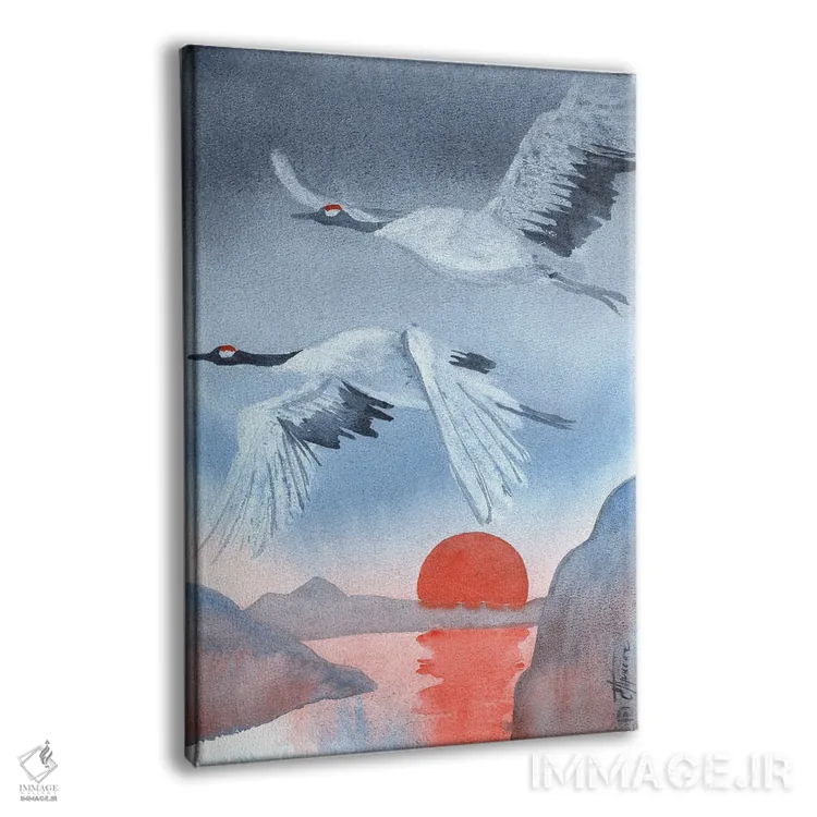 تابلو دکوراتیو درناهای ژاپنی اثر اکاترینا پریسیچ - نمای پرسپکتیو محصول