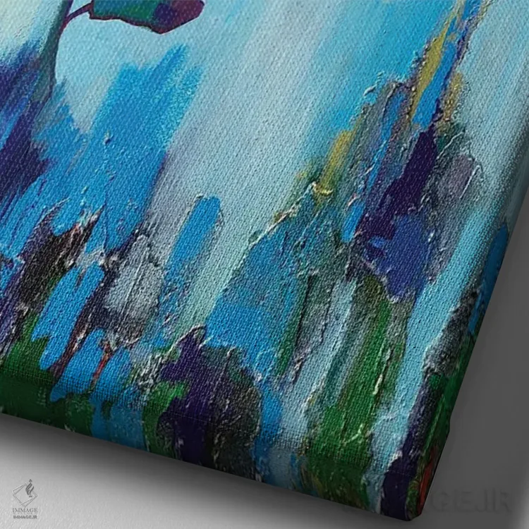 تابلو دکوراتیو اکالیپتوس آبی اثر اکاترینا پریسیچ - نمای نزدیک بافت بوم