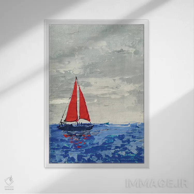 تابلو دکوراتیو بادبان های قرمز اثر اکاترینا پریسیچ - نمای قابدار سفید