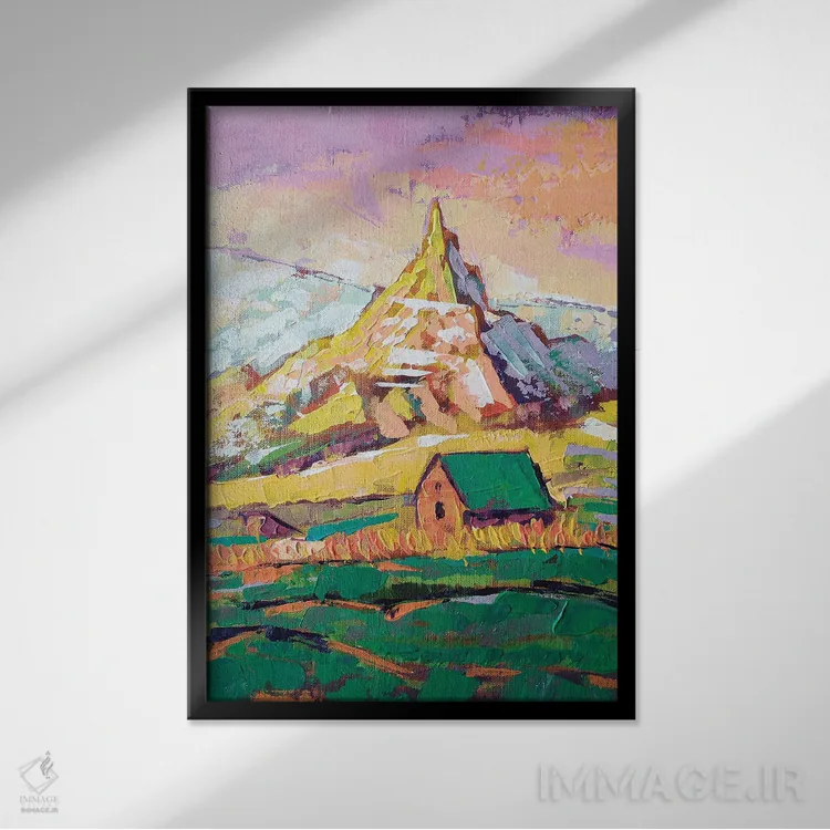 تابلو دکوراتیو تخته سنگ شومینه اثر اکاترینا پریسیچ - نمای قابدار مشکی