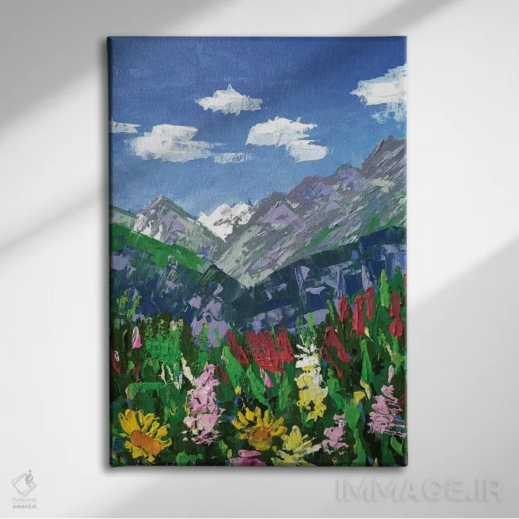 تابلو دکوراتیو منظره کوهستانی اثر اکاترینا پریسیچ - نمای روبهرو روی دیوار