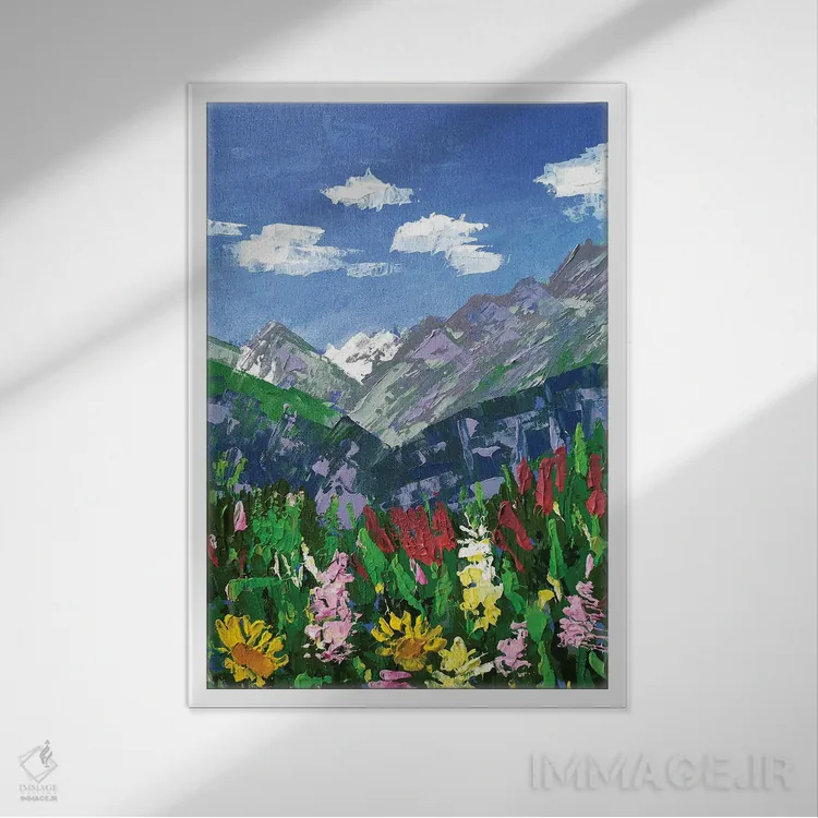 تابلو دکوراتیو منظره کوهستانی اثر اکاترینا پریسیچ - نمای قابدار سفید