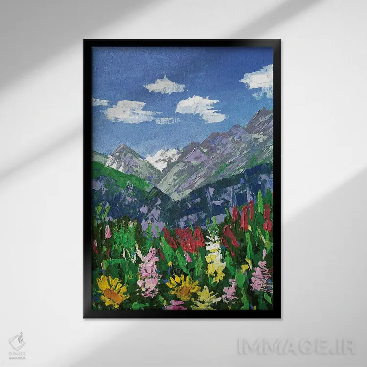 تابلو دکوراتیو منظره کوهستانی اثر اکاترینا پریسیچ - نمای قابدار مشکی