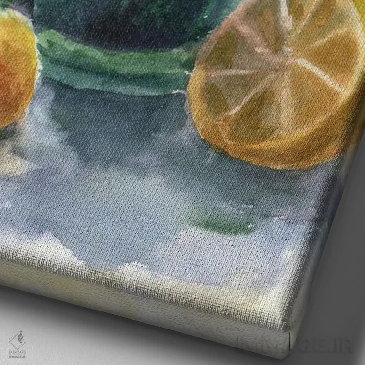 تابلو دکوراتیو آلوئه و لیموها اثر اکاترینا پریسیچ - نمای نزدیک بافت بوم