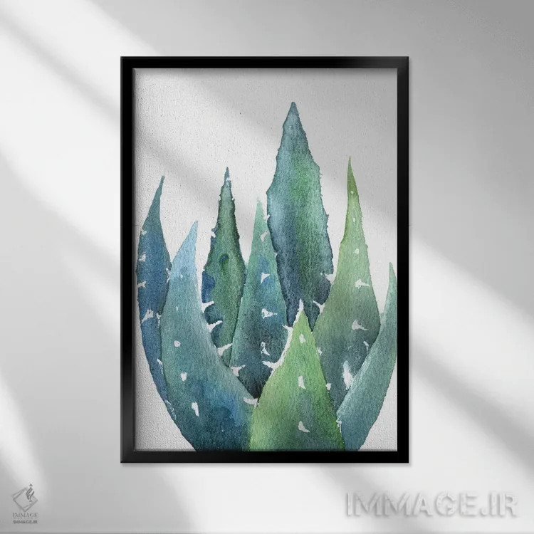 تابلو دکوراتیو کاکتوس اثر اکاترینا پریسیچ - نمای قابدار مشکی