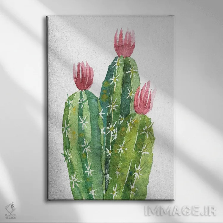 تابلو دکوراتیو کاکتوس گل دهنده اثر اکاترینا پریسیچ - نمای روبهرو روی دیوار