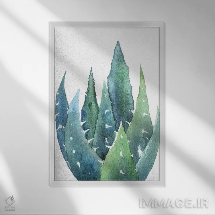 تابلو دکوراتیو کاکتوس اثر اکاترینا پریسیچ - نمای قابدار سفید