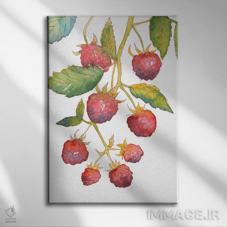 تابلو دکوراتیو شاخه تمشک اثر اکاترینا پریسیچ - نمای روبهرو روی دیوار