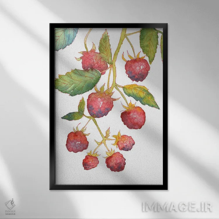 تابلو دکوراتیو شاخه تمشک اثر اکاترینا پریسیچ - نمای قابدار مشکی