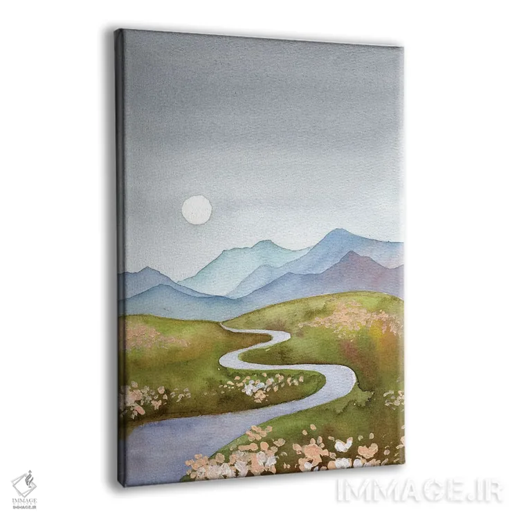 تابلو دکوراتیو تپه های آبی-خاکستری اثر اکاترینا پریسیچ - نمای پرسپکتیو محصول