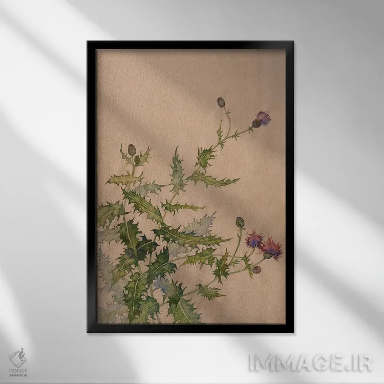 تابلو دکوراتیو طبیعت خار اثر اکاترینا پریسیچ - نمای قابدار مشکی