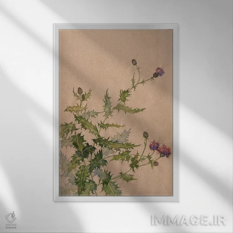 تابلو دکوراتیو طبیعت خار اثر اکاترینا پریسیچ - نمای قابدار سفید