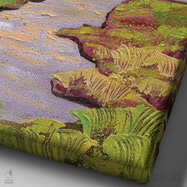 تابلو دکوراتیو ماه ابری در دره رودخانه اثر اکاترینا پریسیچ - نمای نزدیک بافت بوم