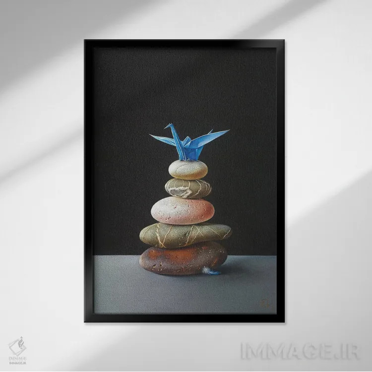 تابلو دکوراتیو آشیانه اثر النا کولوتوشا - نمای قابدار مشکی