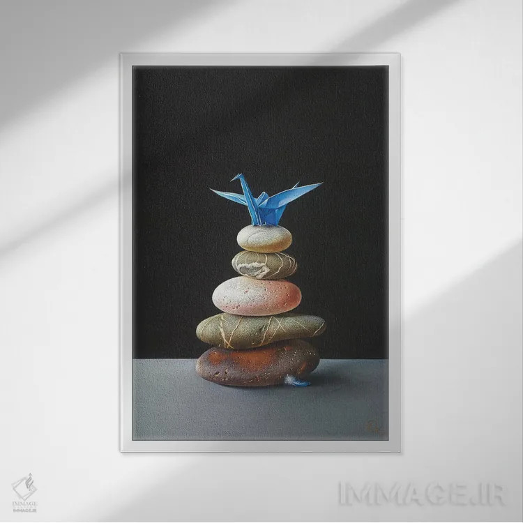 تابلو دکوراتیو آشیانه اثر النا کولوتوشا - نمای قابدار سفید