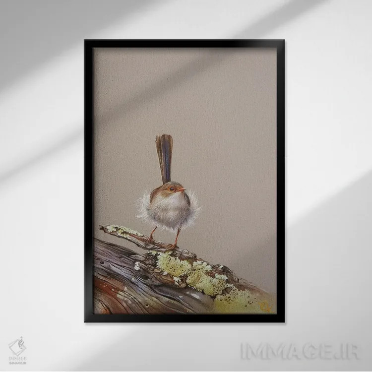 تابلو دکوراتیو تنه پوسیده خزه پوش اثر النا کولوتوشا - نمای قابدار مشکی