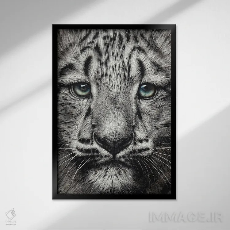 تابلو دکوراتیو نوزاد برفی اثر النا کولوتوشا - نمای قابدار مشکی