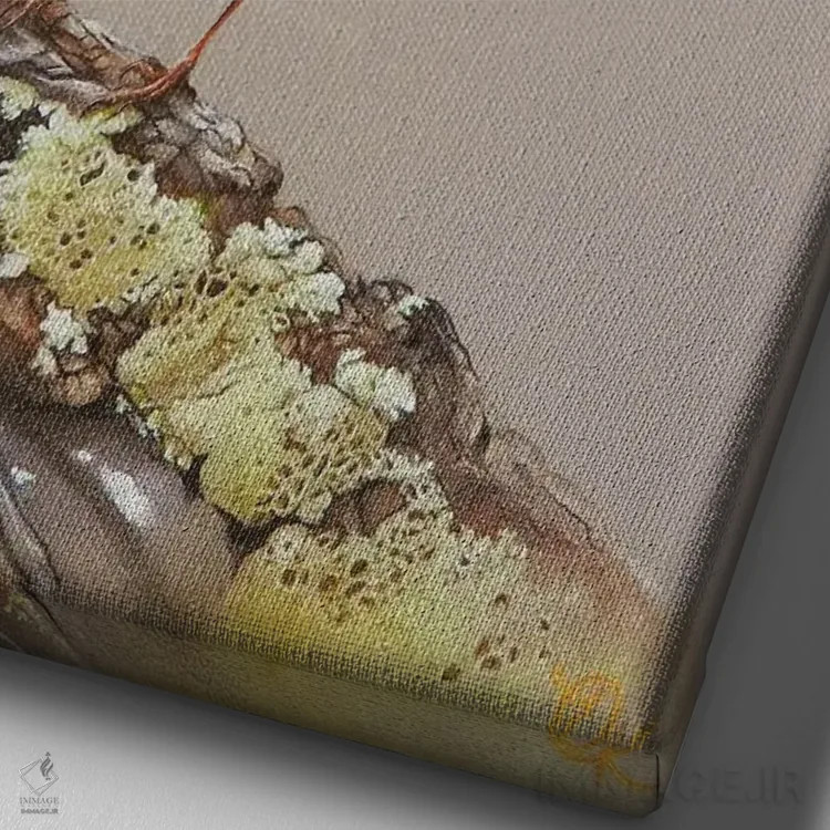 تابلو دکوراتیو تنه پوسیده خزه پوش اثر النا کولوتوشا - نمای نزدیک بافت بوم