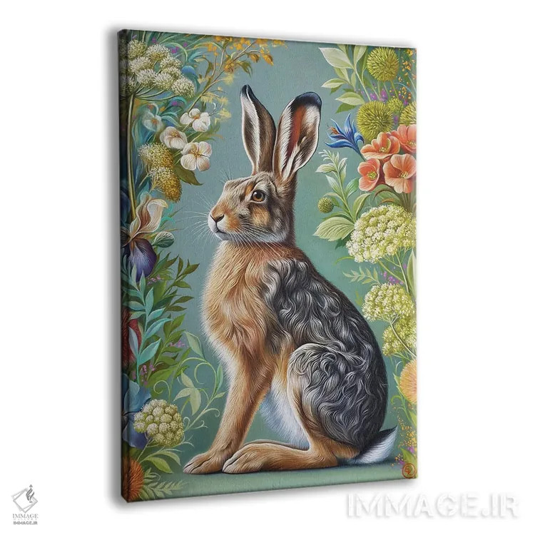 تابلو دکوراتیو خرگوش گل دار اثر النا کولوتوشا - نمای پرسپکتیو محصول