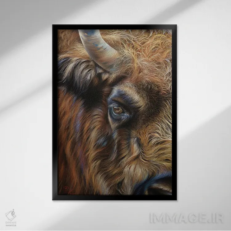 تابلو دکوراتیو حضور قدرتمند اثر النا کولوتوشا - نمای قابدار مشکی