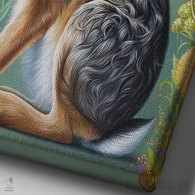 تابلو دکوراتیو خرگوش گل دار اثر النا کولوتوشا - نمای نزدیک بافت بوم