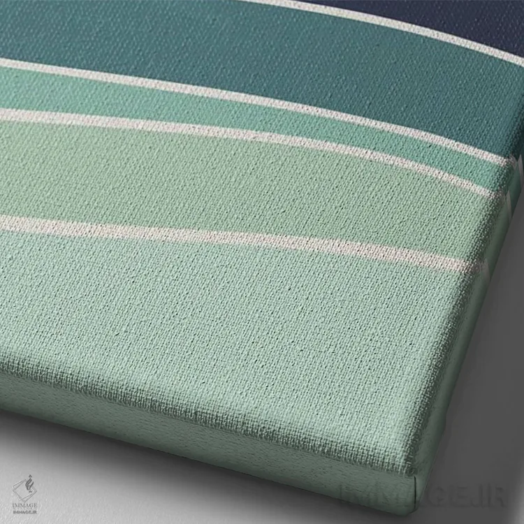 تابلو مینیمال خورشید نارنجی بر دریای مینیمال اثر ام سی دیزاین لب - نمای نزدیک بافت بوم