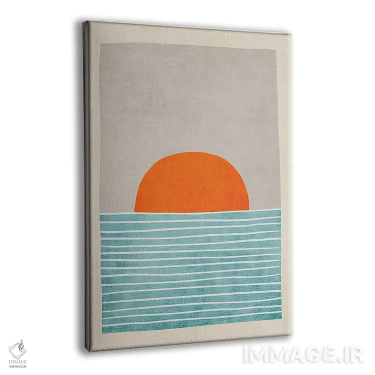 تابلو مینیمال غروب دریایی خورشید نارنجی اثر ام سی دیزاین لب - نمای پرسپکتیو محصول