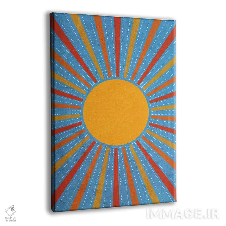 تابلو مینیمال خورشید زرد قدیمی با پرتوهای نور اثر ام سی دیزاین لب - نمای پرسپکتیو محصول